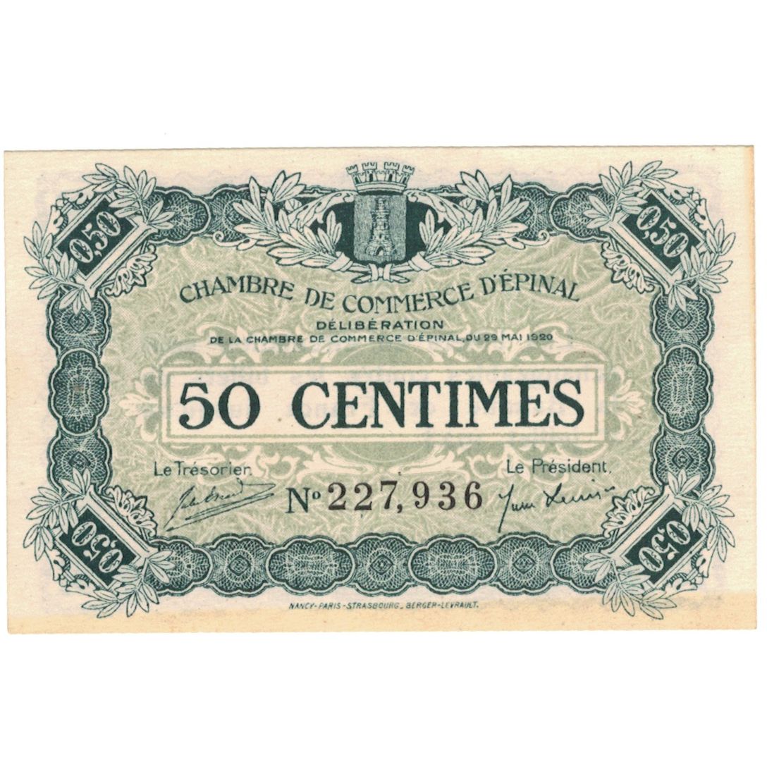 Frankrijk, Epinal, 50 Centimes, 1921, SUP+, Pirot:56-12