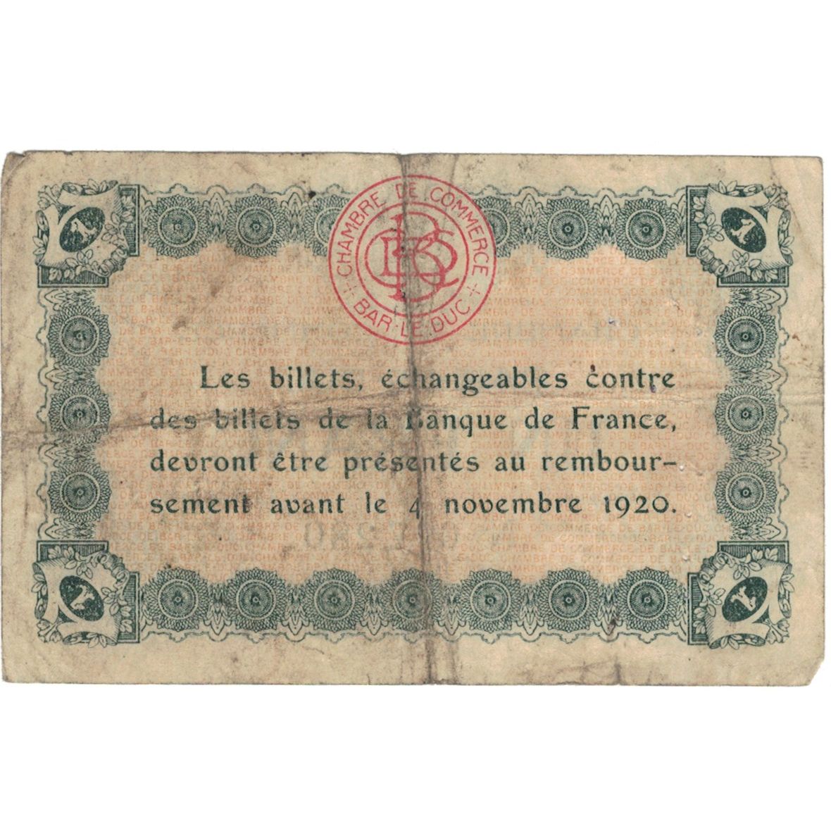 Francja, Bar-le-Duc, 1 Franc, Chambre de Commerce, F(12-15), Pirot:19-3