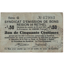France, Rethel, 50 Centimes, 1917, VF(20-25)