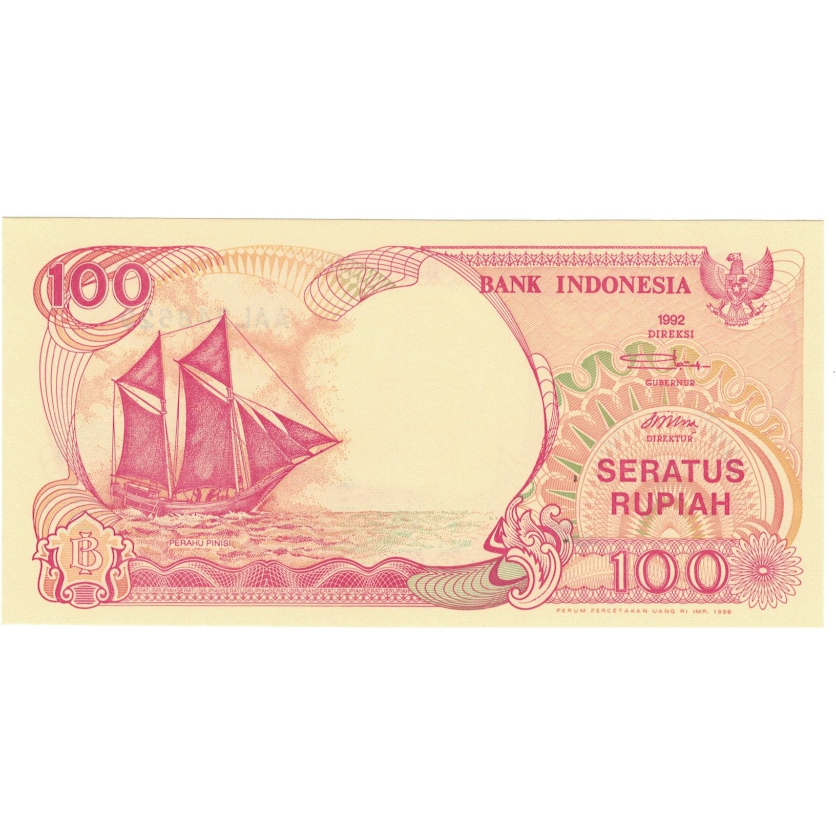 Banknote, Indonesia, 100 Rupiah, 1992, KM:127c, UNC(65-70)