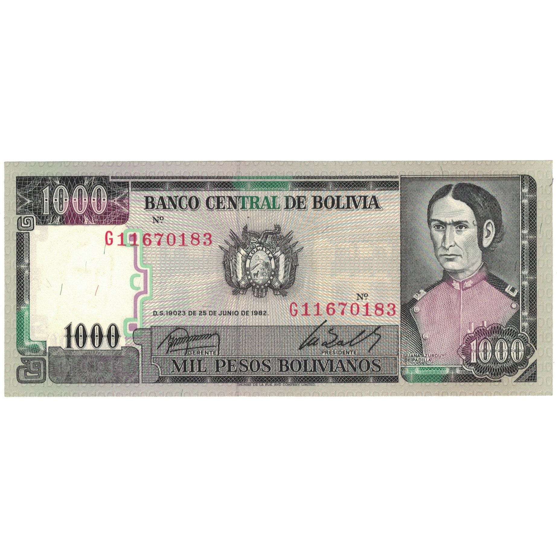 Biljet, Bolivia, 1000 Pesos Bolivianos, 1981-1984, KM:167a, SPL+