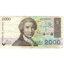 Banconote, Croazia, 2000 Dinara, 1992, 1992-01-15, KM:23s, BB