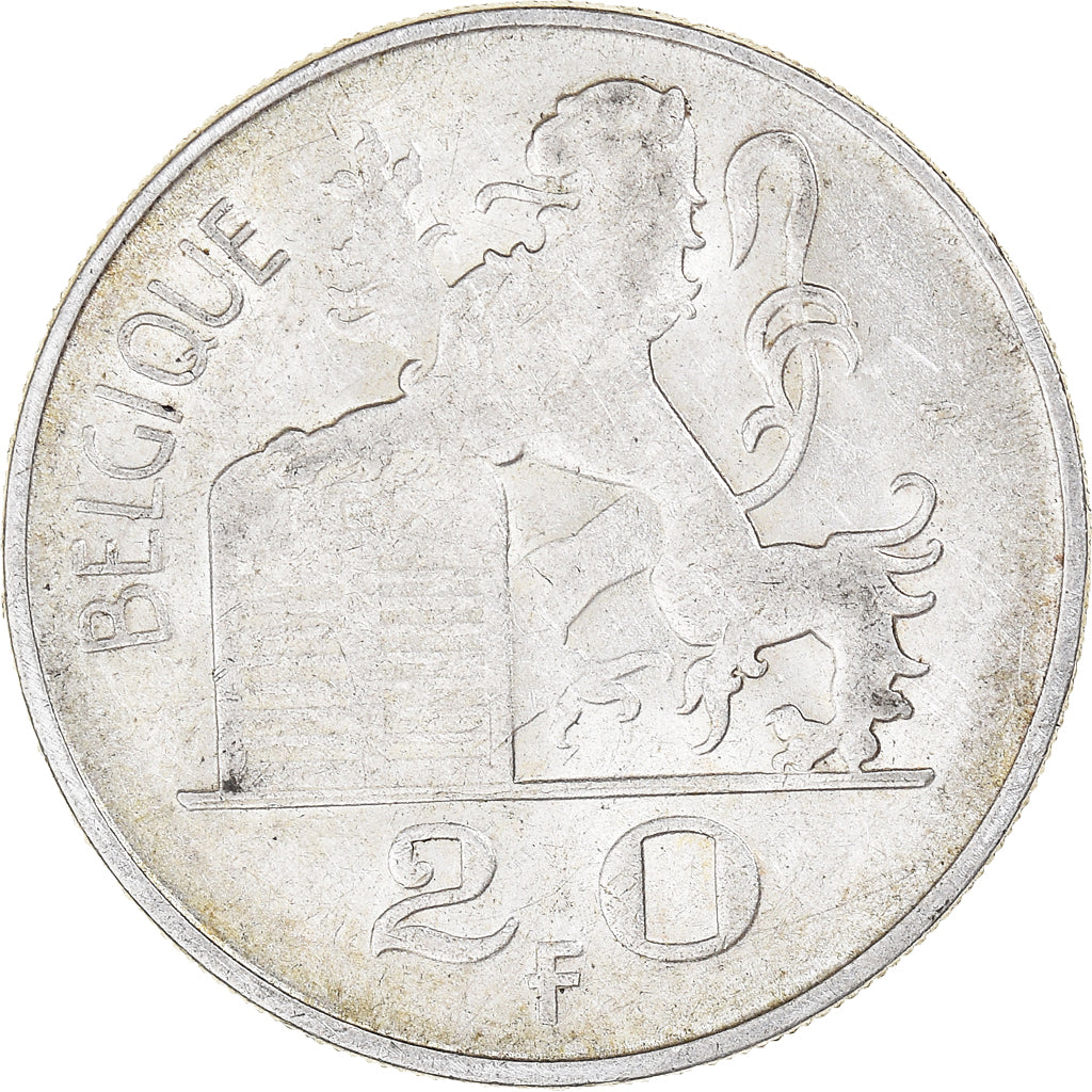 Coin, Belgium, 20 Francs, 20 Frank, 1950, AU(50-53), Silver, KM:140.1