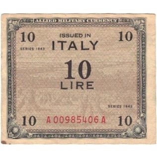 Billet, Italie, 10 Lire, 1943, Undated (1943), KM:M19b, TTB+