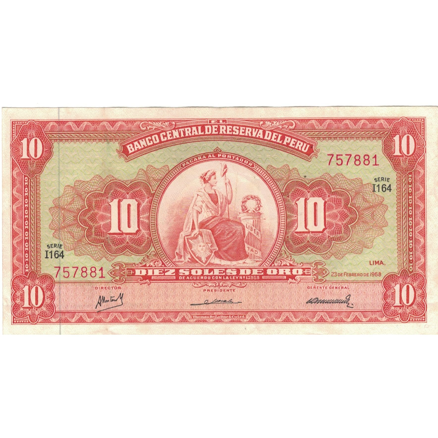 Banknote, Peru, 10 Soles De Oro, 1968, 1968-02-23, KM:84a, AU(55-58)
