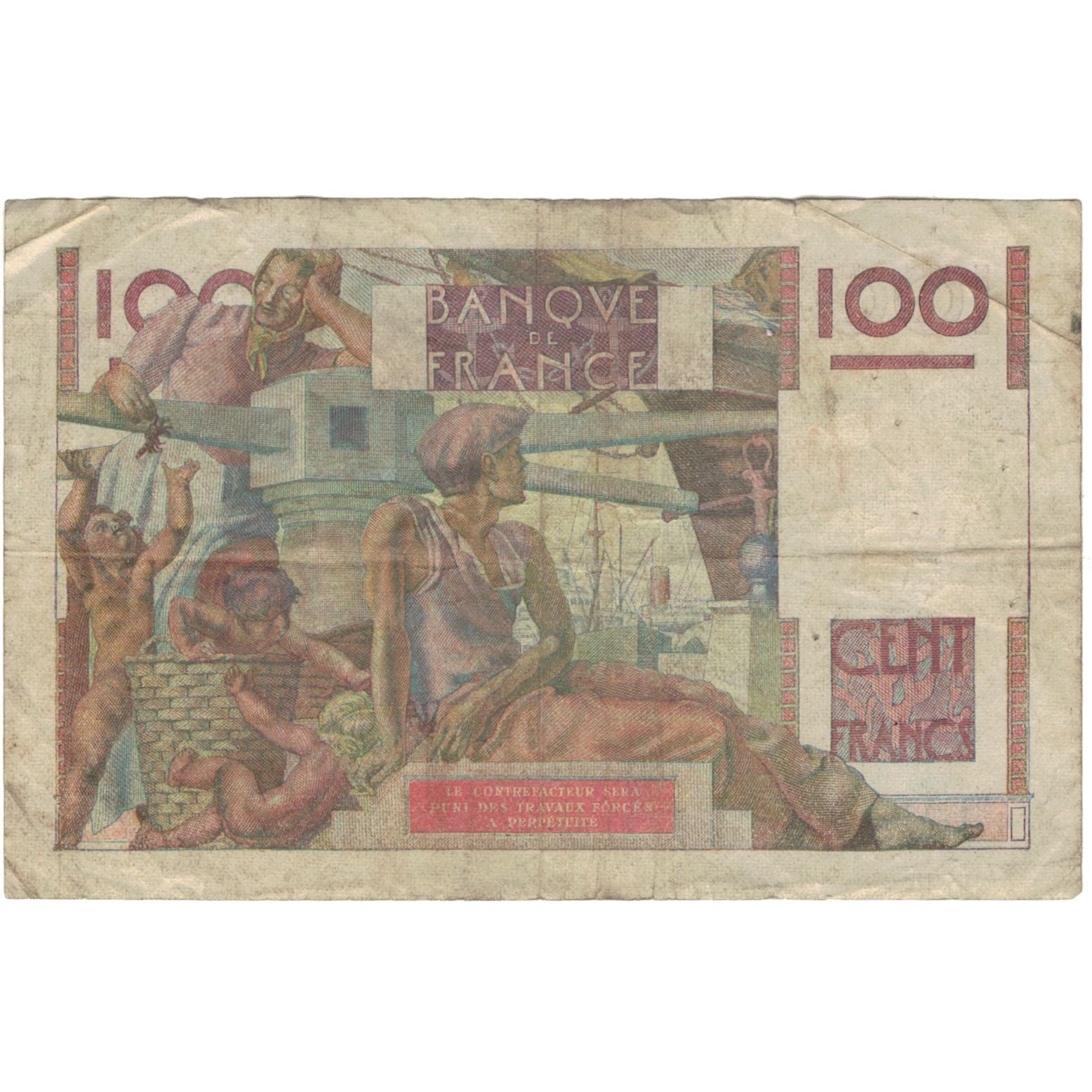 France, 100 Francs, Jeune Paysan, 1945, 17528 M.1, TB, Fayette:28.1, KM:128a