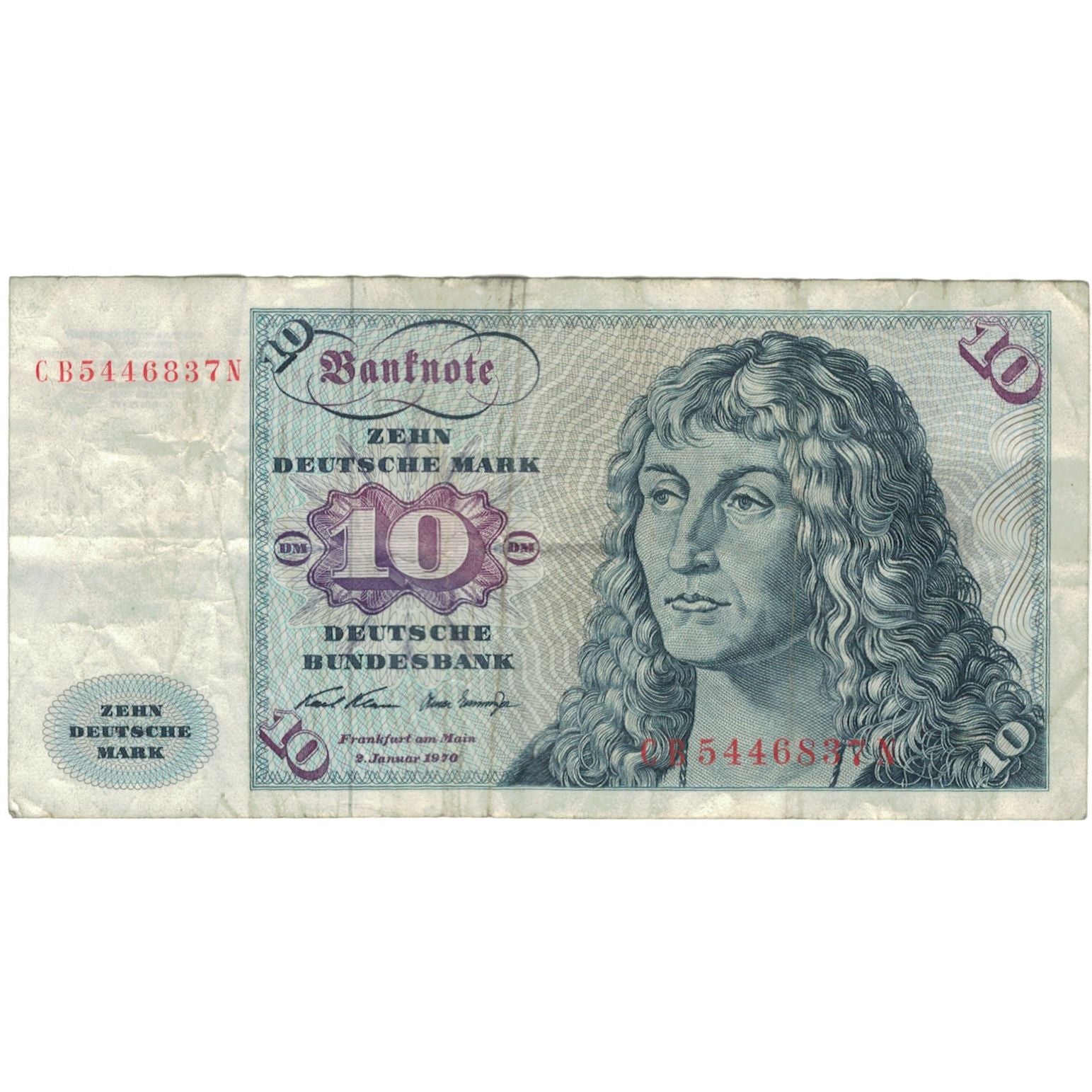 Banconote, GERMANIA - REPUBBLICA FEDERALE, 10 Deutsche Mark, 1970, 1970-01-02