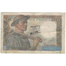 France, 10 Francs, Mineur, 1944, X92 30974, VF(30-35), Fayette:08.12, KM:99e