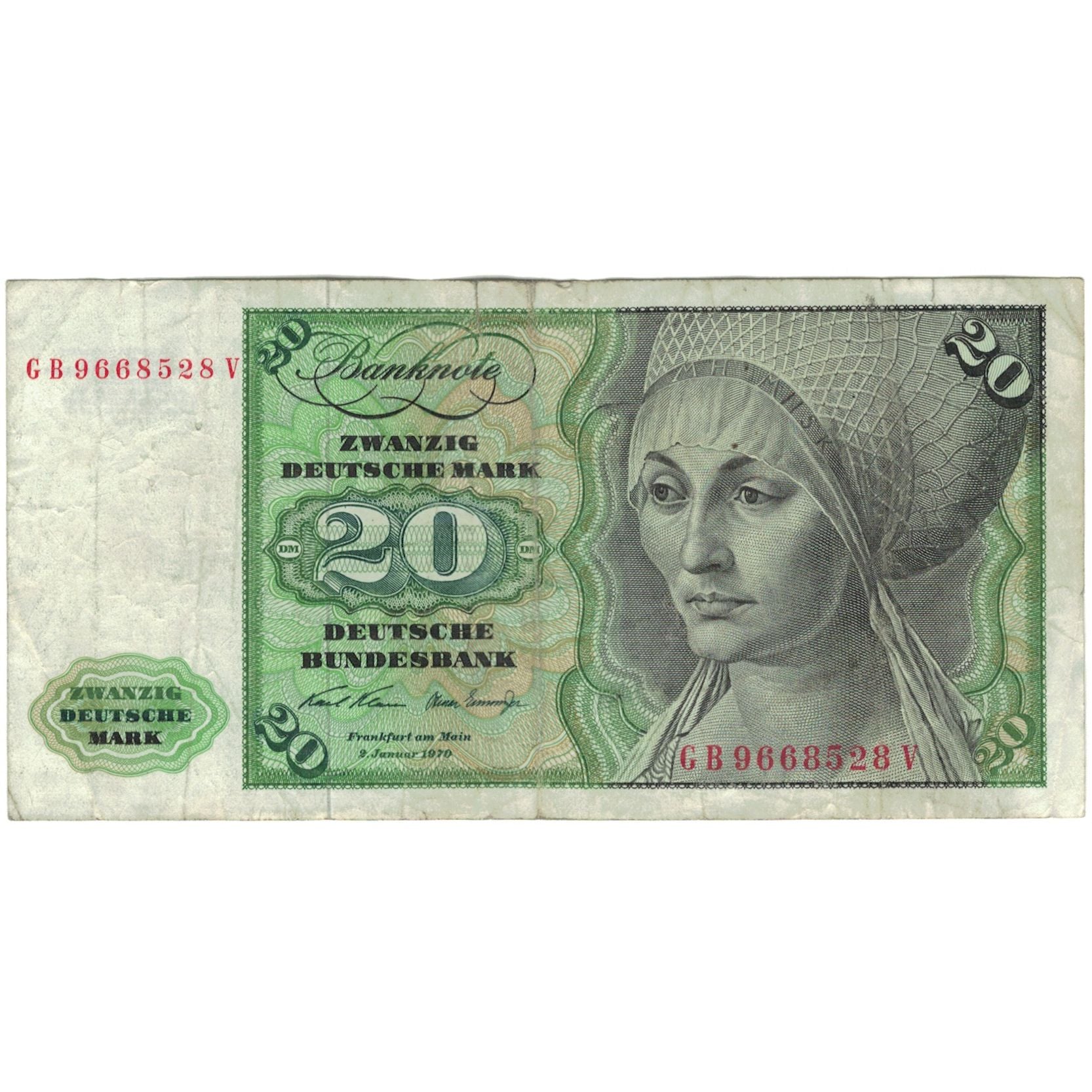 Banknote, GERMANY - FEDERAL REPUBLIC, 20 Deutsche Mark, 1970, 1970-01-02