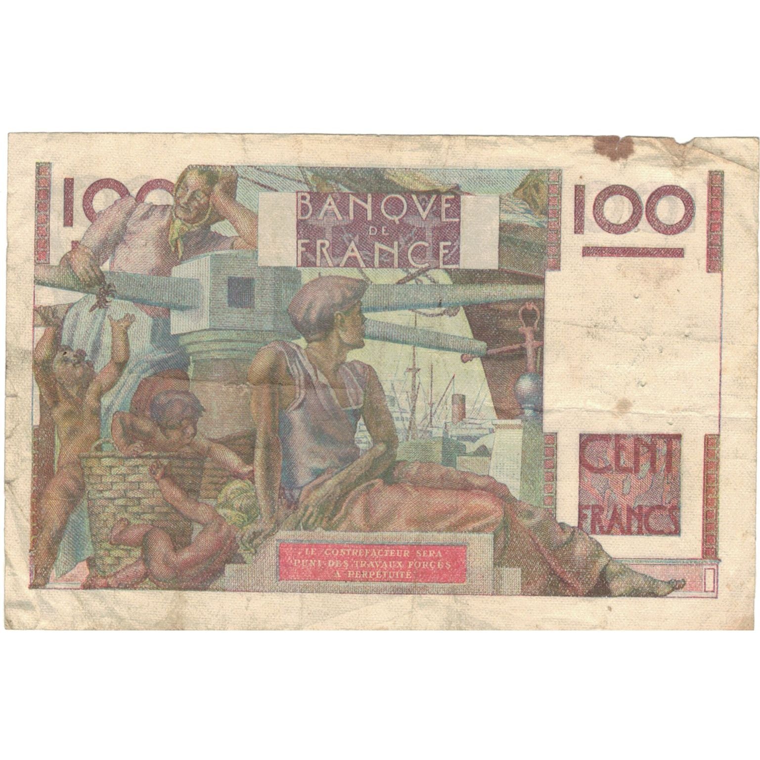 Francia, 100 Francs, Jeune Paysan, 1945, 25698 H.10, MB, Fayette:28.1, KM:128a