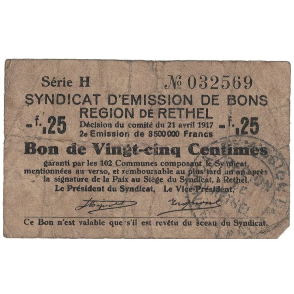 Frankreich, Rethel, 25 Centimes, 1917, S