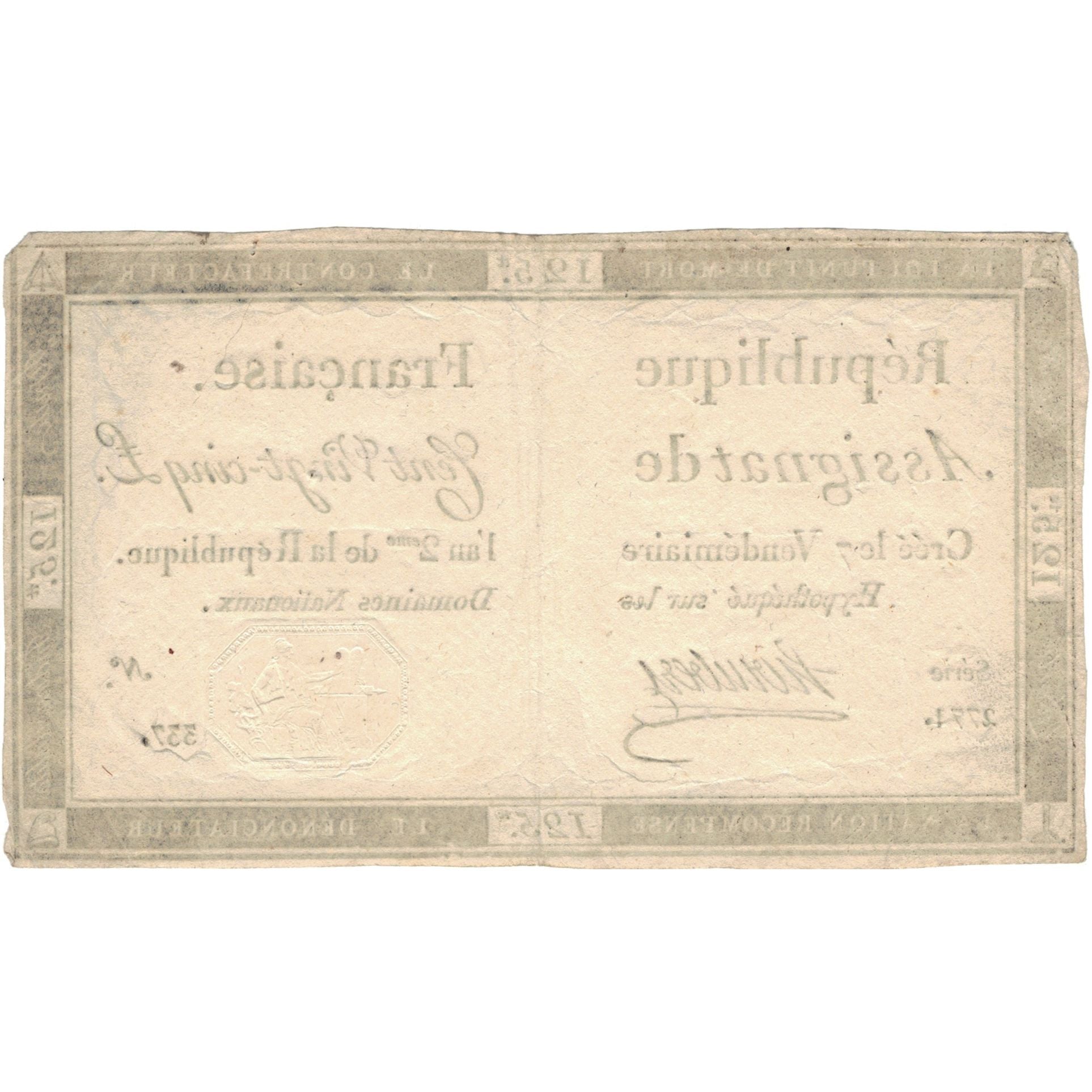 Francia, 125 Livres, 1793, SERIE 2771, BB, KM:A74, Lafaurie:169