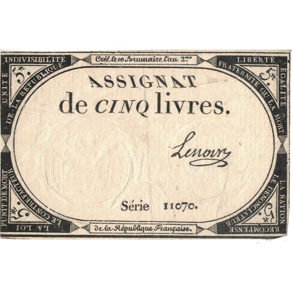 Banconote, Francia, 5 Livres, 1793, Duval, BB, KM:A76, Lafaurie:171