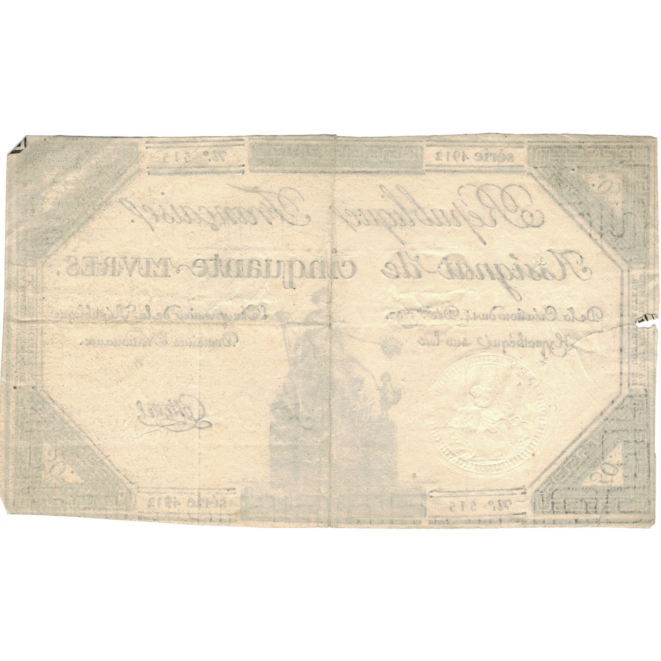 Francia, 50 Livres, 1792, série 2812, MBC, KM:A72, Lafaurie:164