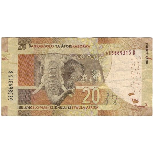Banconote, Sudafrica, 20 Rand, Undated (2012), KM:134, BB