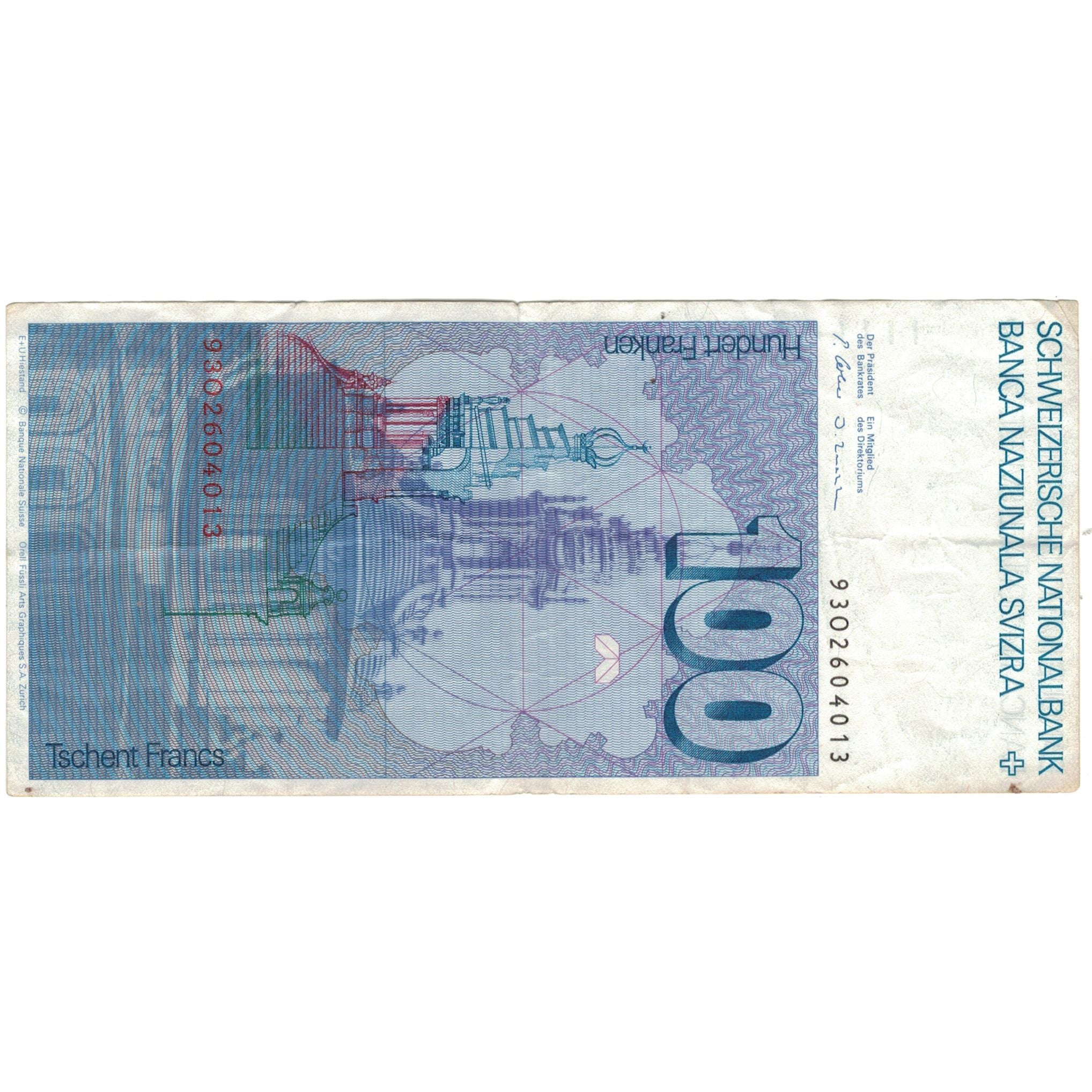 Billet, Suisse, 100 Franken, 1993, 1993, KM:57m, TTB+
