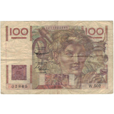 Francja, 100 Francs, Jeune Paysan, 1952, 02865 W.502, VF(20-25), Fayette:28.34
