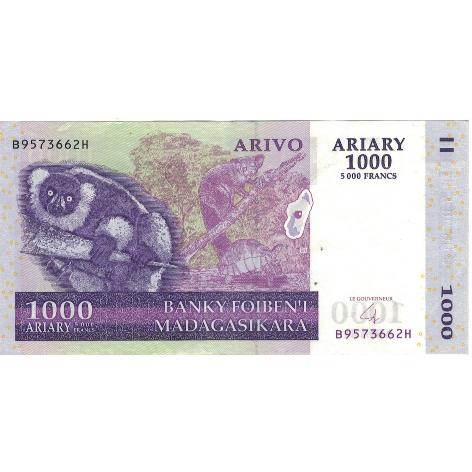 Banknote, Madagascar, 1000 Ariary, 2004, Undated (2004), KM:89b, UNC(60-62)