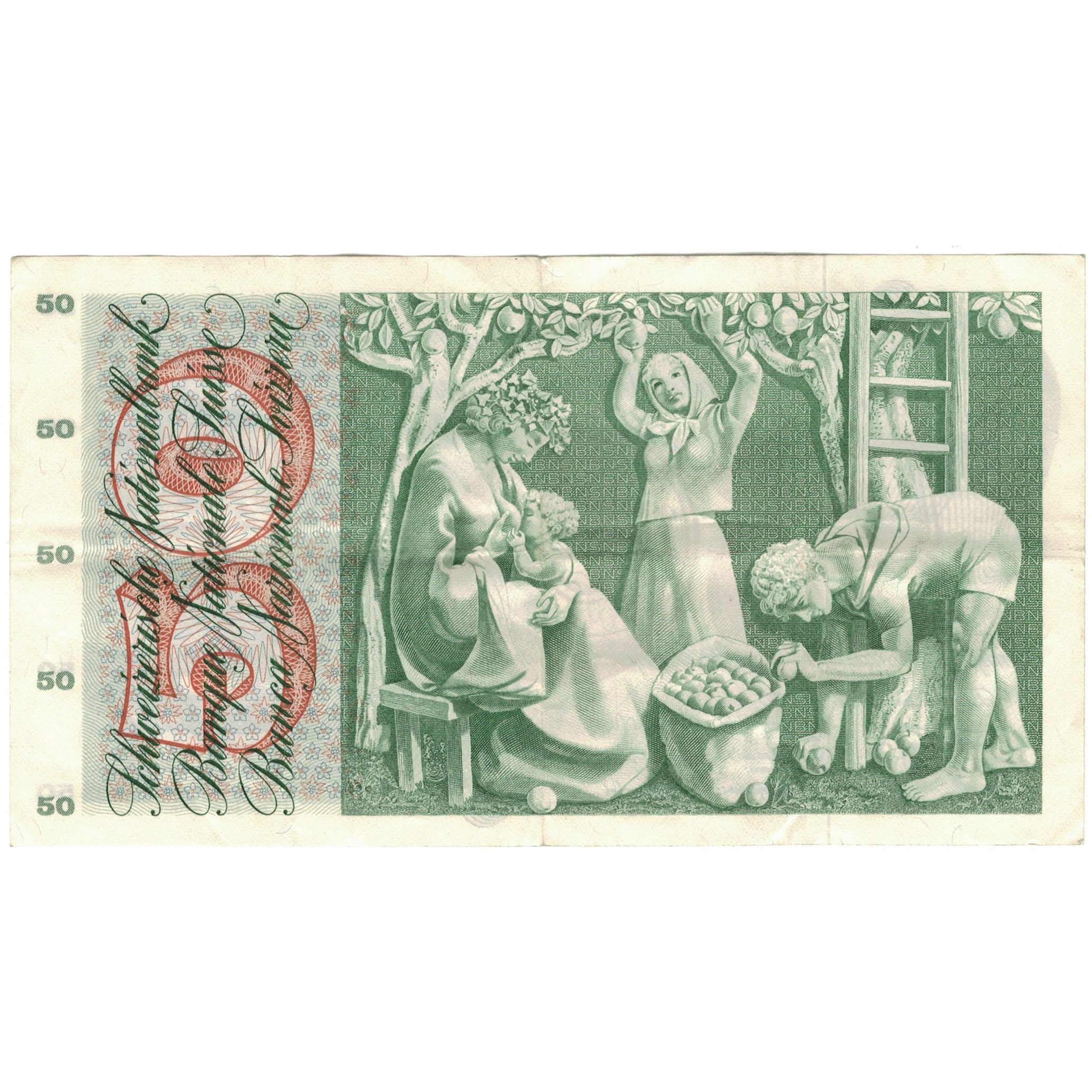 Geldschein, Schweiz, 50 Franken, 1973, 1973-03-07, KM:48m, SS+