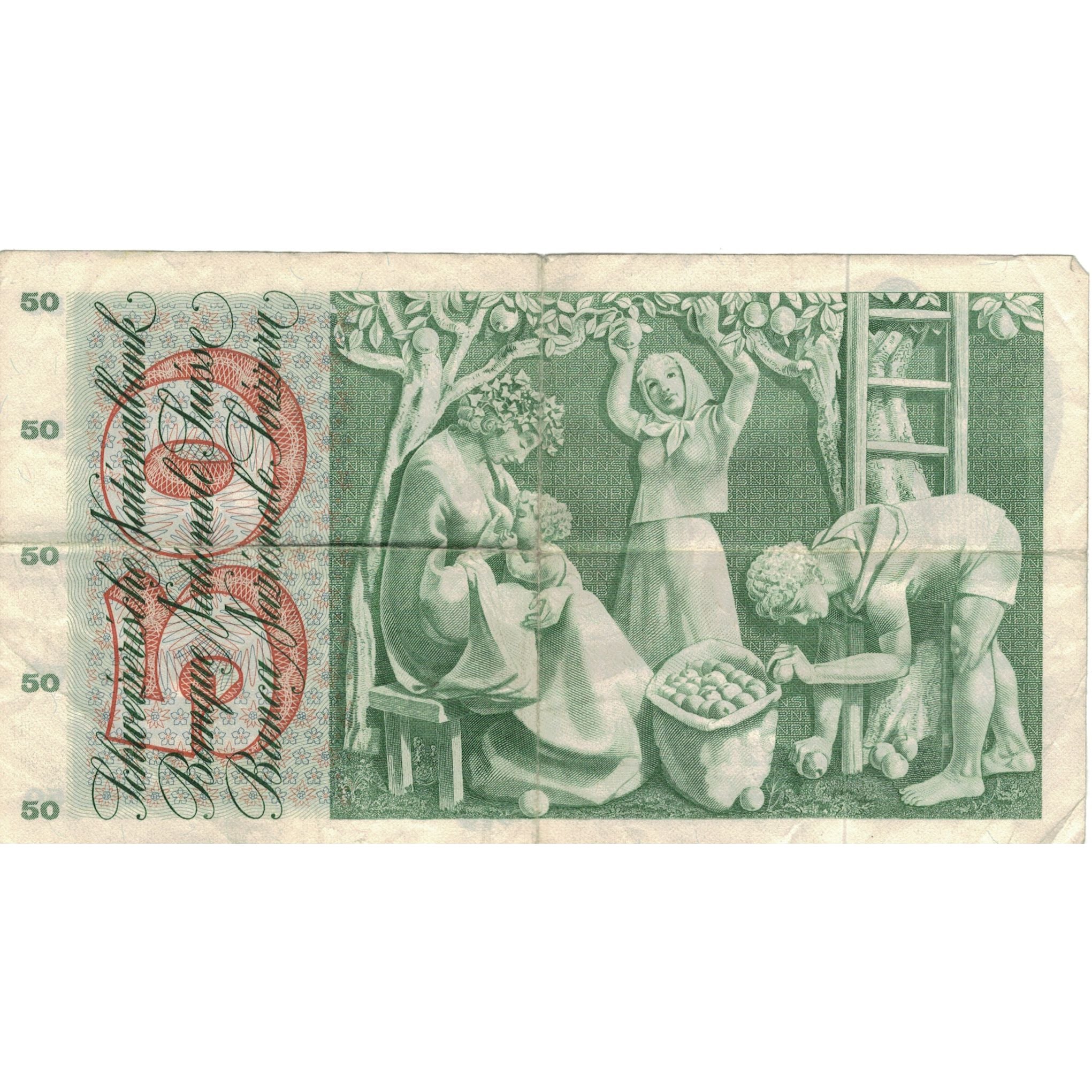 Geldschein, Schweiz, 50 Franken, 1973, 1973-03-07, KM:48m, SS+