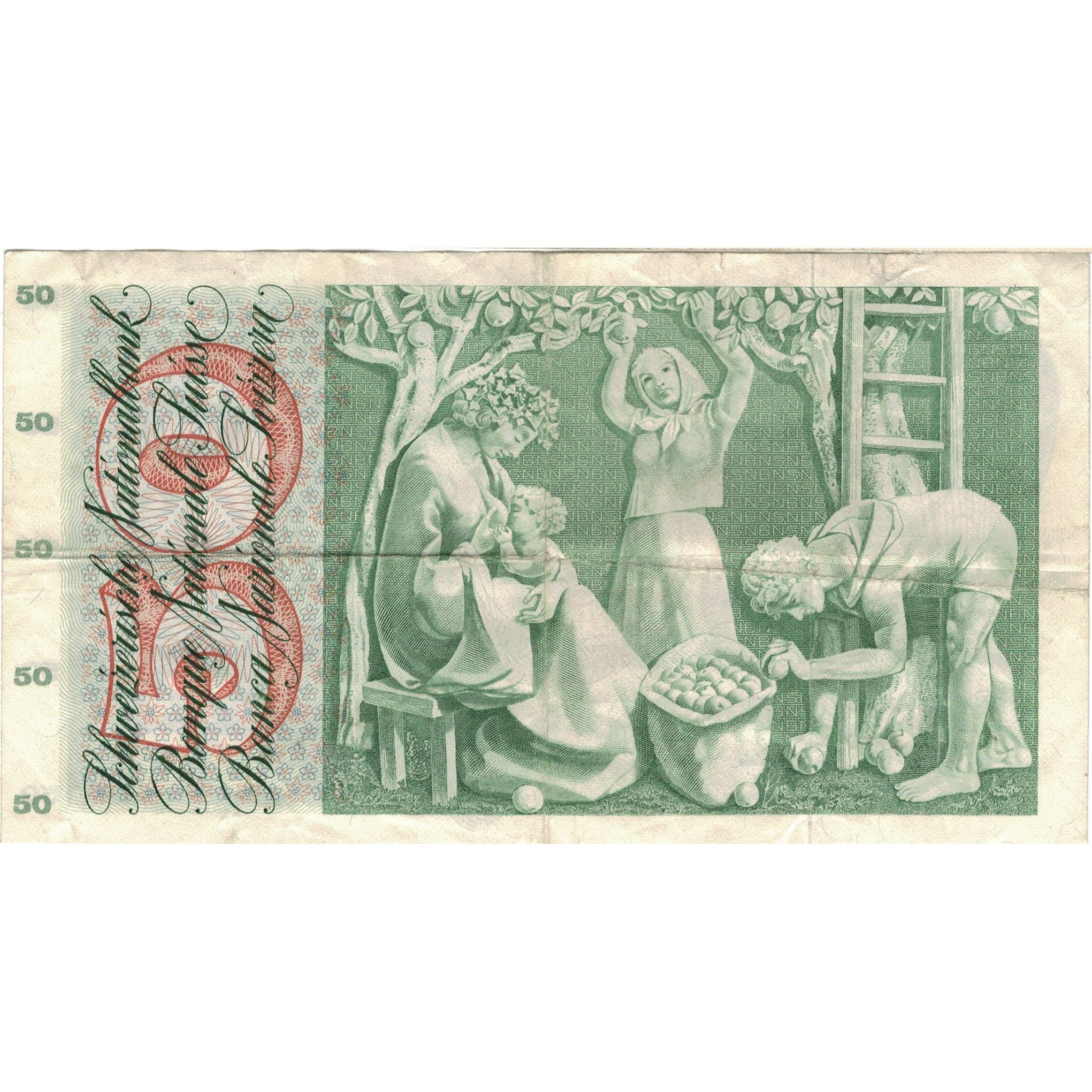 Geldschein, Schweiz, 50 Franken, 1973, 1973-03-07, KM:48m, SS+