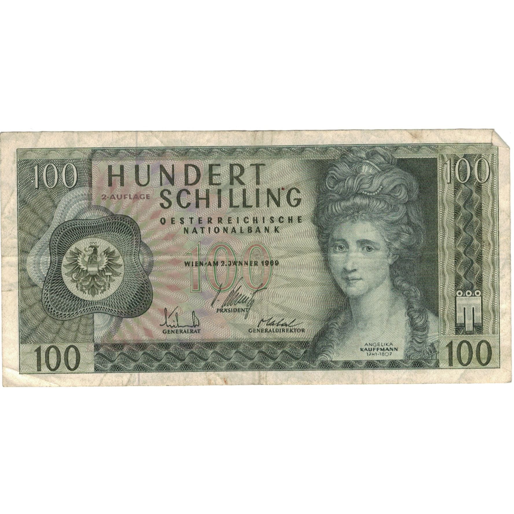 Billete, 100 Schilling, 1969, Austria, 1969-01-02, KM:146a, BC+