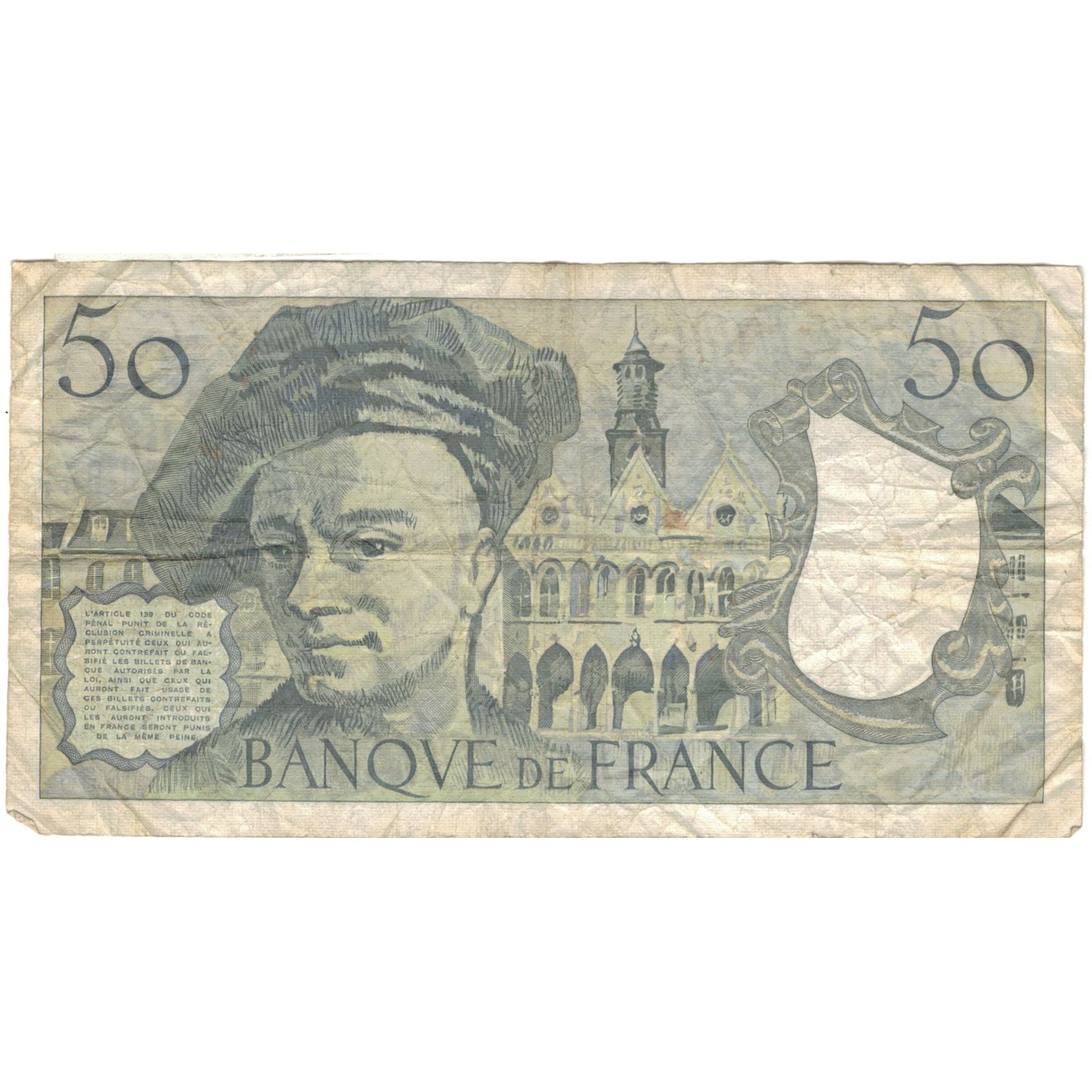 França, 50 Francs, Quentin de La Tour, 1989, 959819 R.56, VF(20-25)