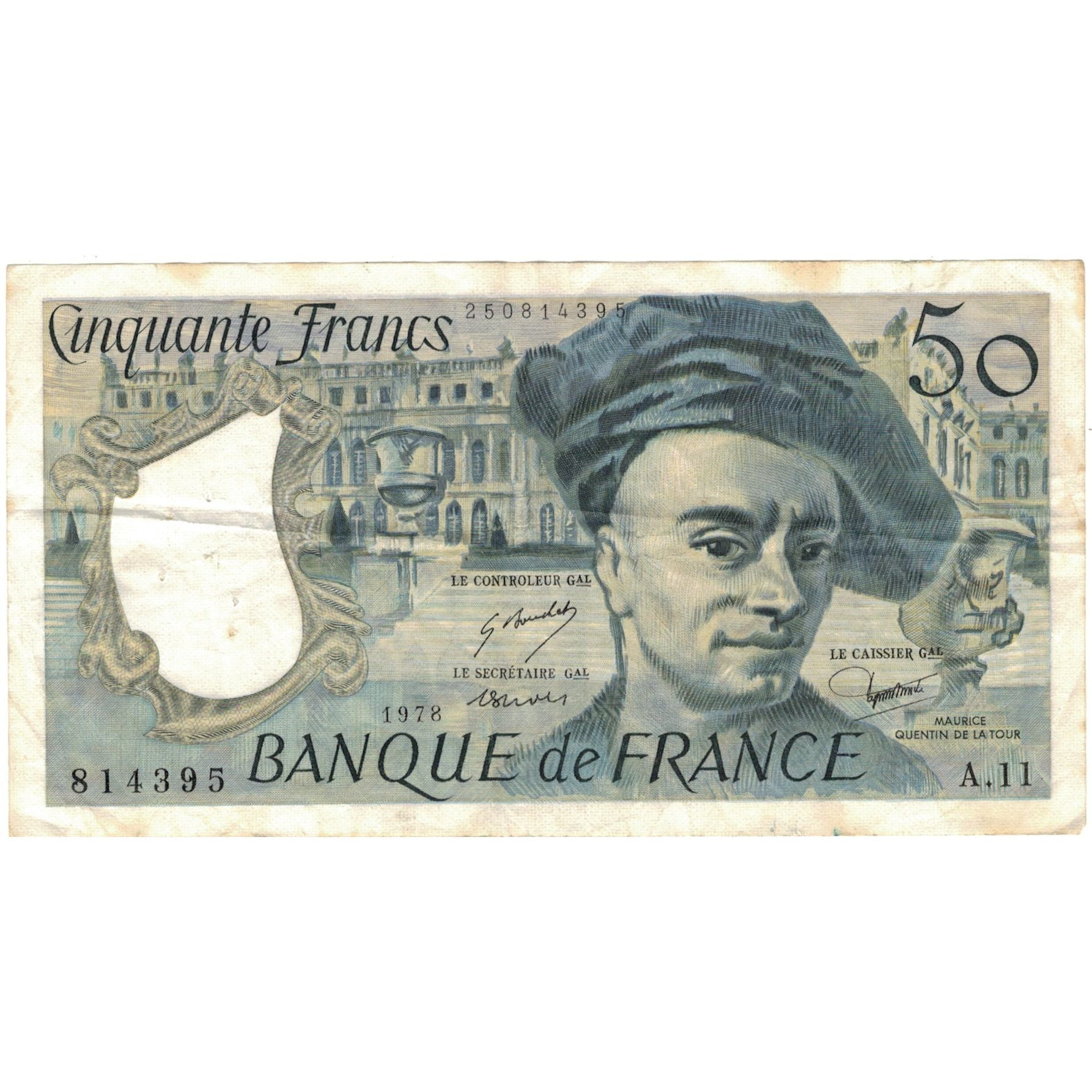 France, 50 Francs, Quentin de La Tour, 1978, 814395 A.11, EF(40-45)