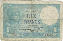 França, 10 Francs, Minerve, 1940, L.79094, F(12-15), Fayette:07.19, KM:84