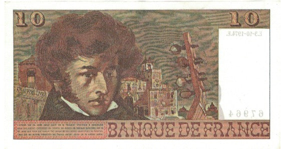 Francia, 10 Francs, Berlioz, 1974, 67964 R.87, UNC, Fayette:63.7, KM:150a
