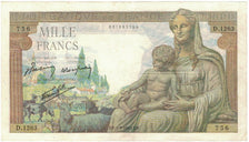 France, 1000 Francs, Déesse Déméter, 1942, D.1263, SUP, Fayette:40.6, KM:102