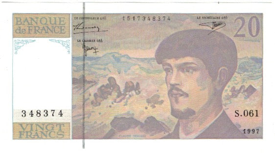 Francia, 20 Francs, Debussy, 1997, S.061, UNC, Fayette:66 ter.2, KM:151i