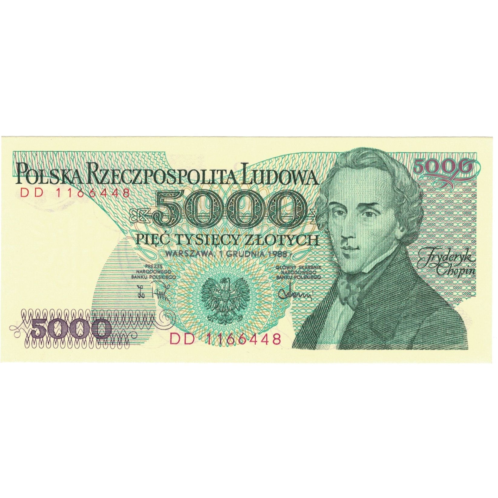 Billet, Pologne, 5000 Zlotych, 1988, 1988-12-01, KM:150c, SPL