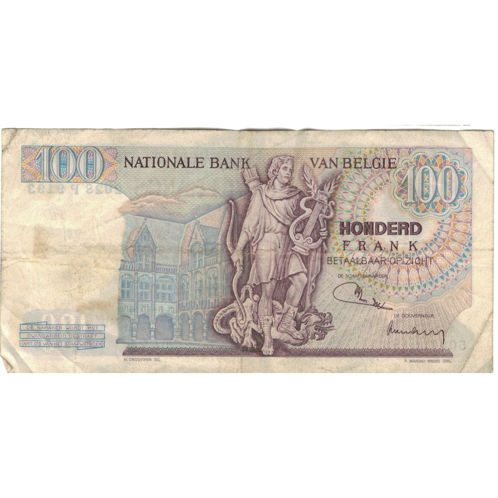 Geldschein, Belgien, 100 Francs, 1974, 1974-01-22, KM:134a, SGE+