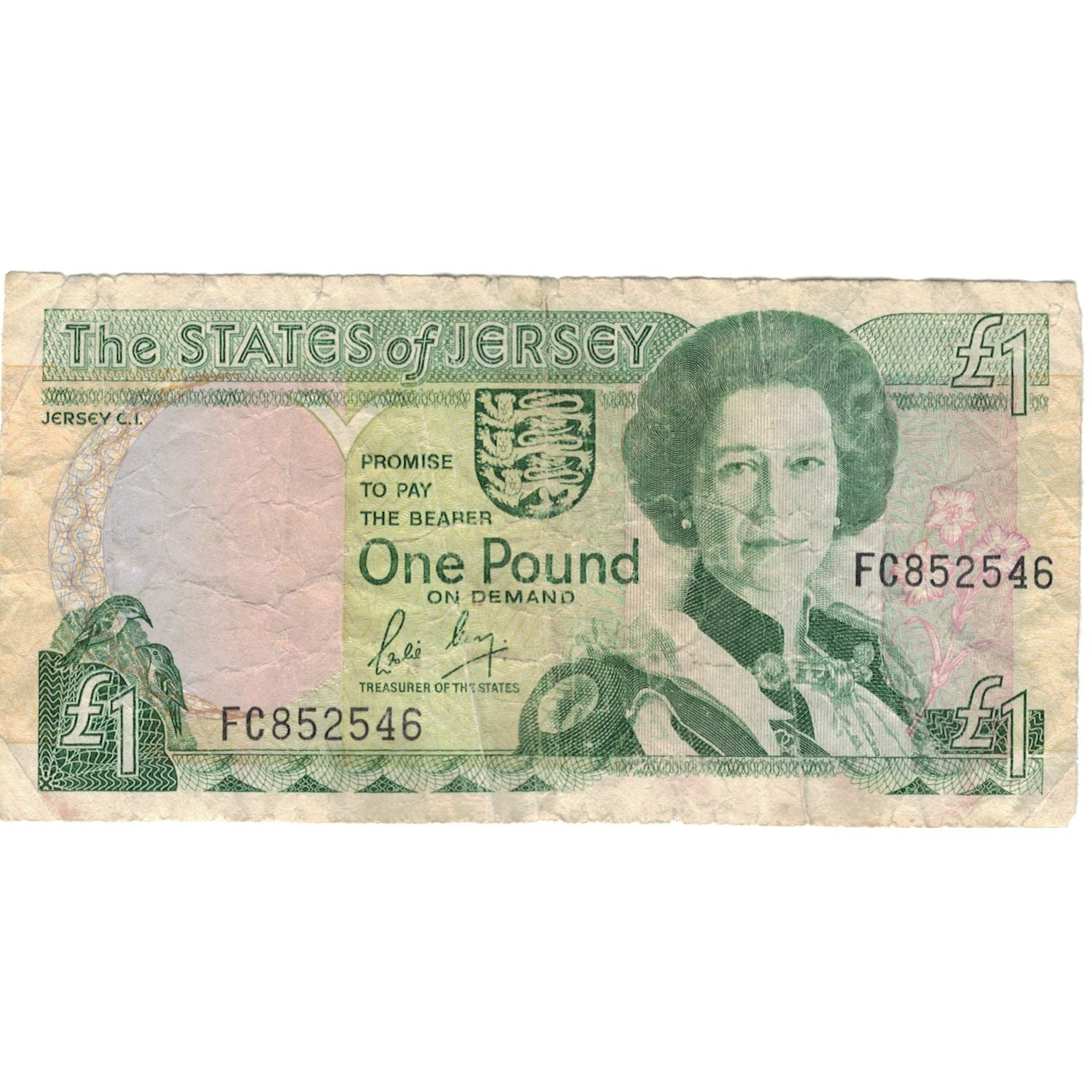 Billet, Jersey, 1 Pound, KM:15a, TB+