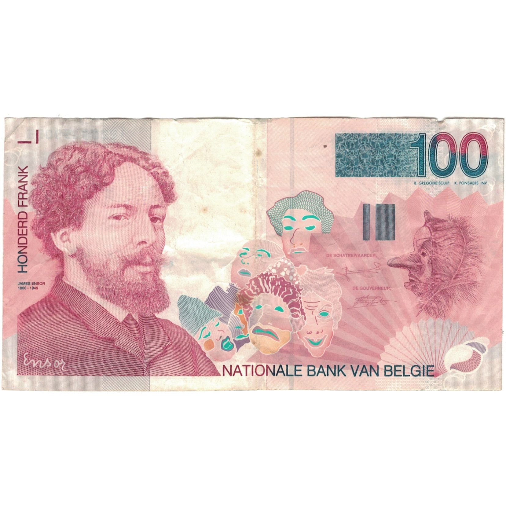 Banconote, Belgio, 100 Francs, KM:147, MB+