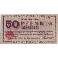 Banknote, Germany, Köln Stadt, 50 Pfennig, Batiment, 1920, 1920-05-01, UNC(63)