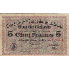 Nota, Luxemburgo, 5 Francs, valeur faciale, 1918, 1918-12-11, VF(20-25)