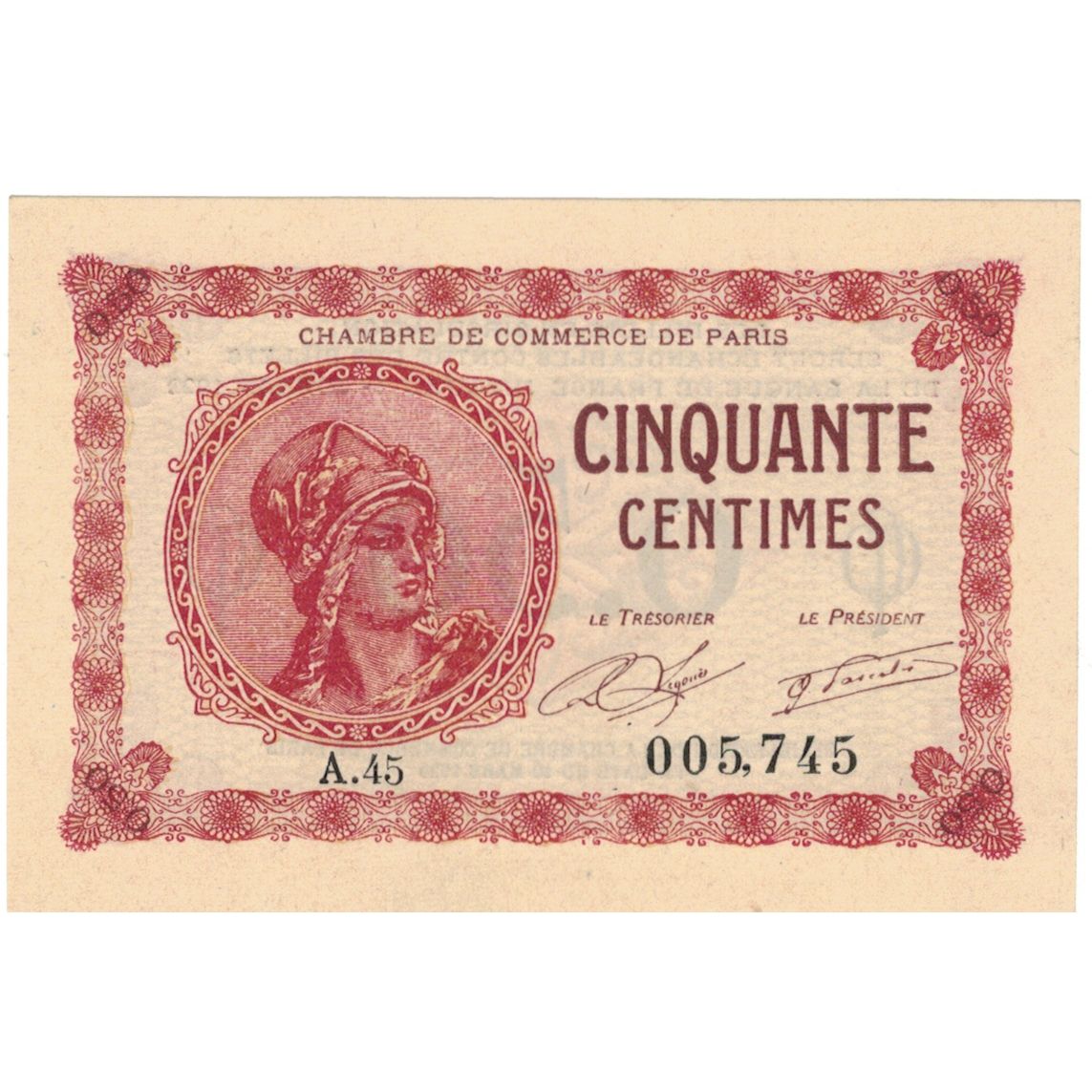 France, Paris, 50 Centimes, 1920, Chambre de Commerce, UNC(65-70), Pirot:97-10