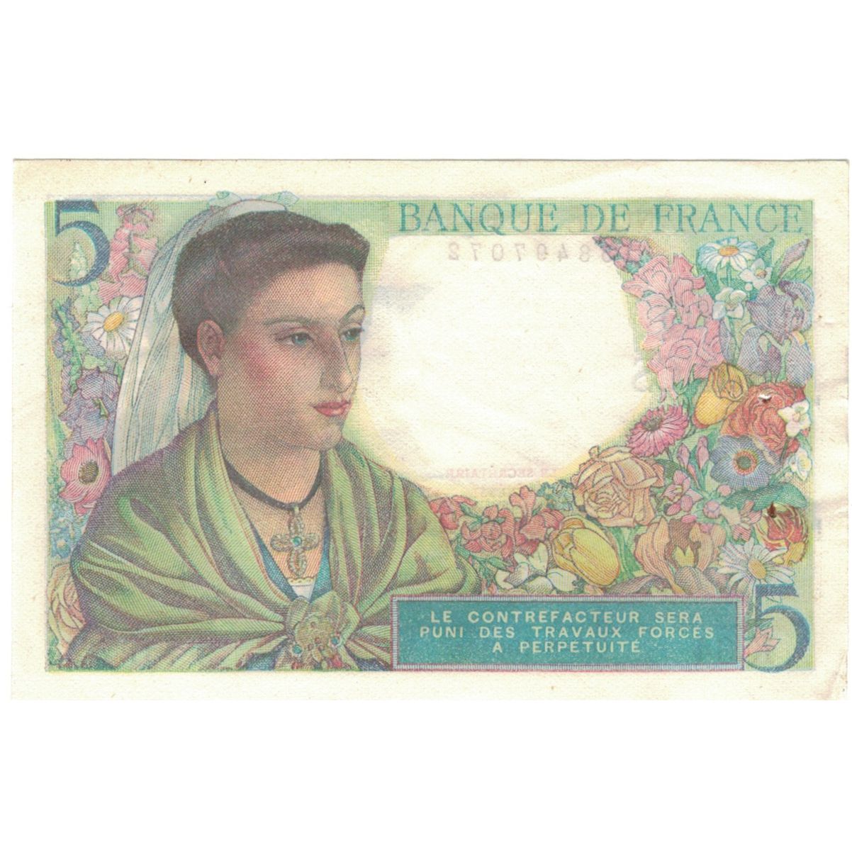 França, 5 Francs, Berger, 1943, K.64 97072, UNC(63), Fayette:05.03, KM:98a