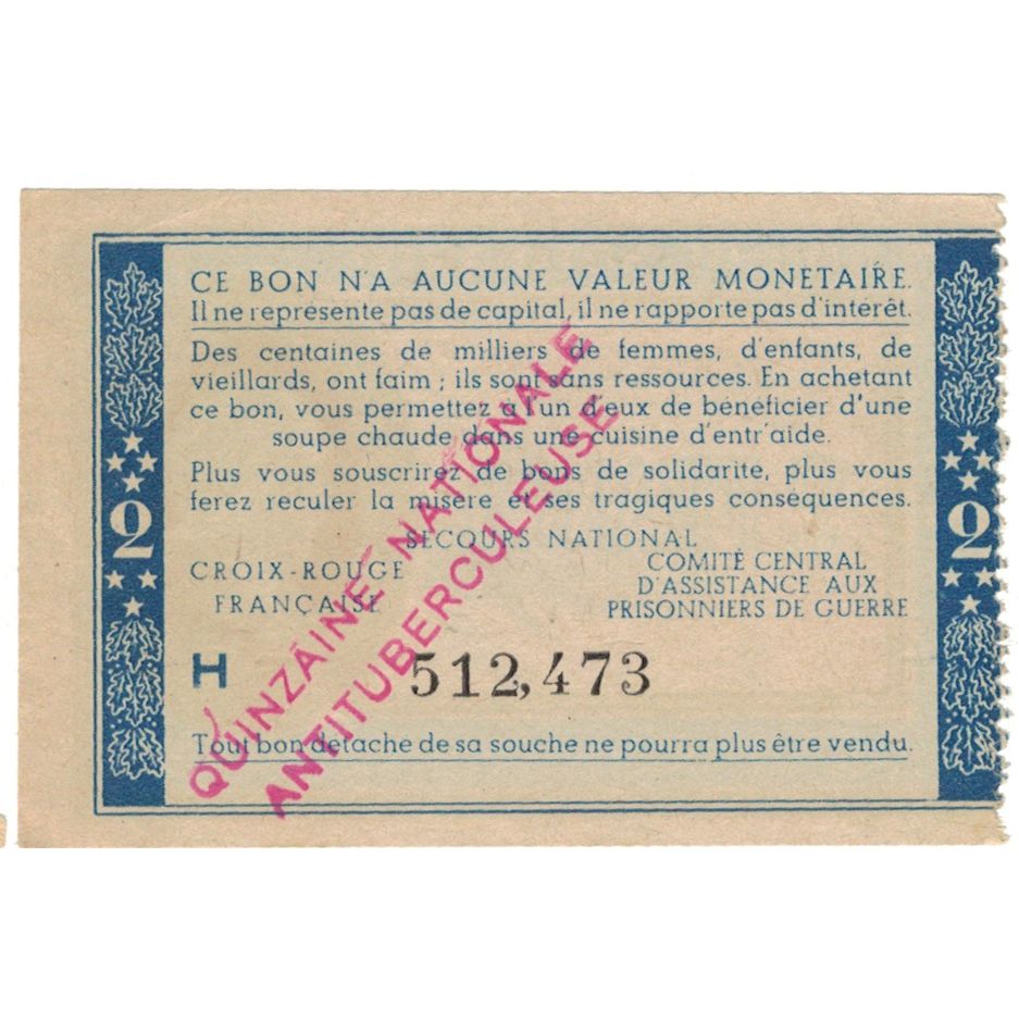 Francia, Secours National, 2 Francs, UNC
