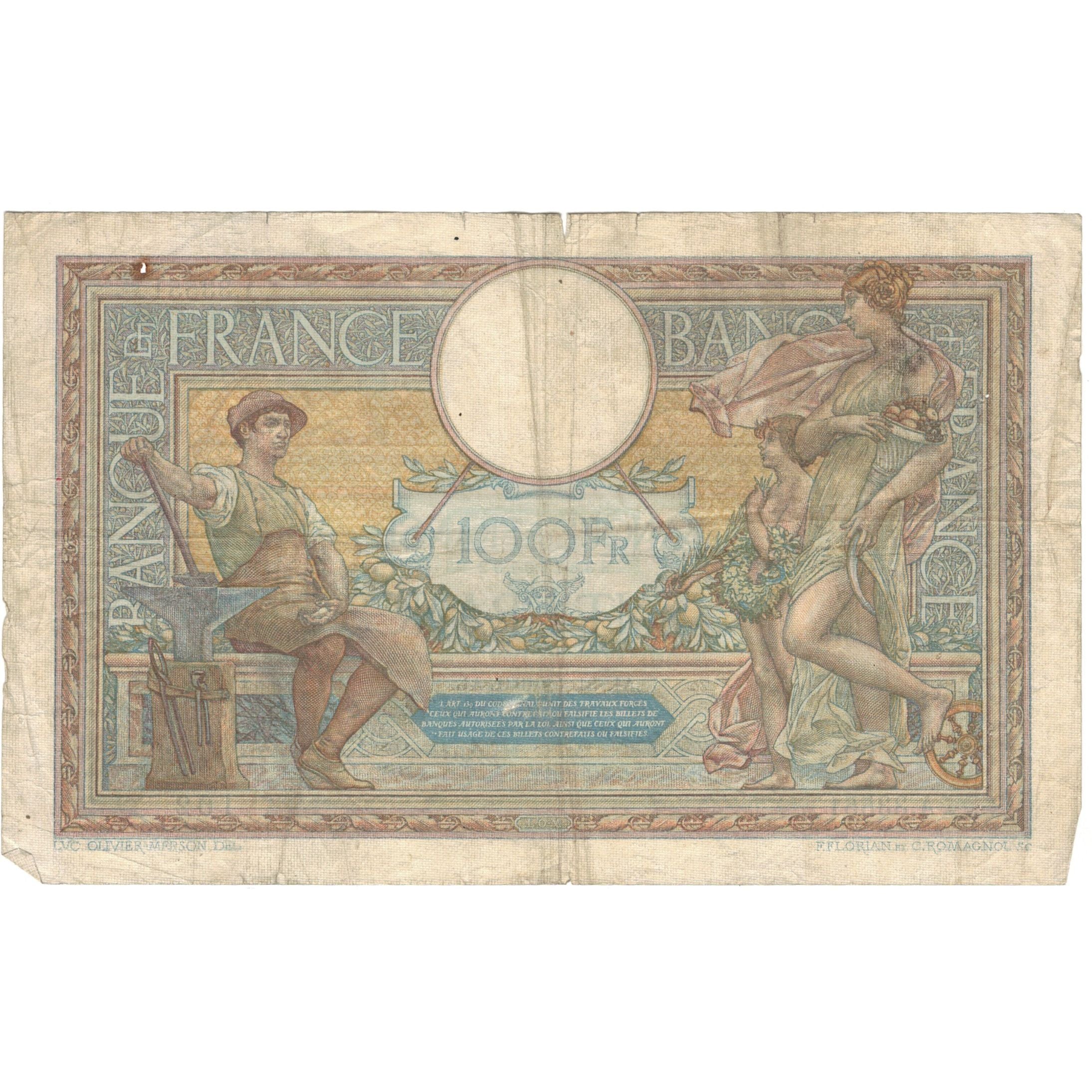 Frankreich, 100 Francs, Luc Olivier Merson, 1931, M.32793 405, S, Fayette:24.10