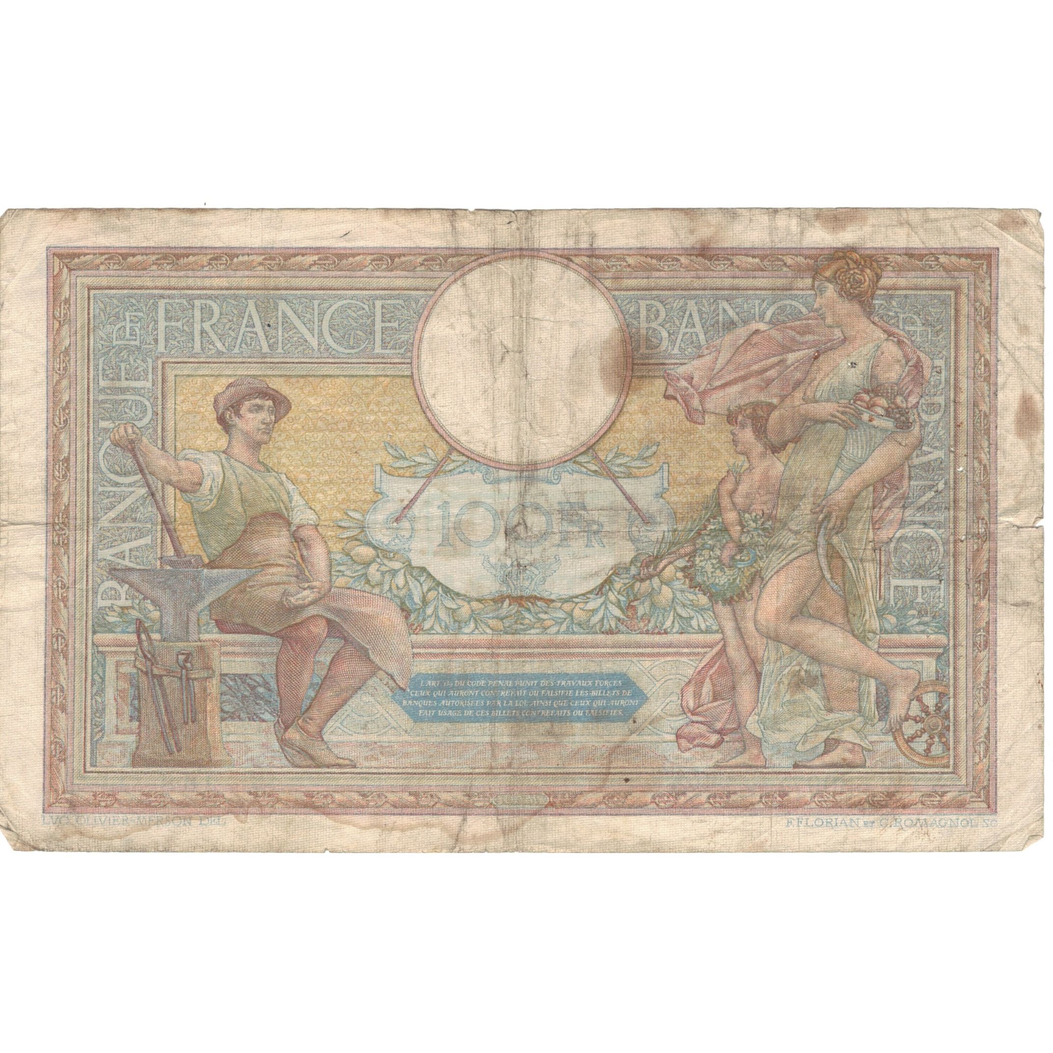 Francia, 100 Francs, Luc Olivier Merson, 1937, W.53097 268, BC+, Fayette:24.16