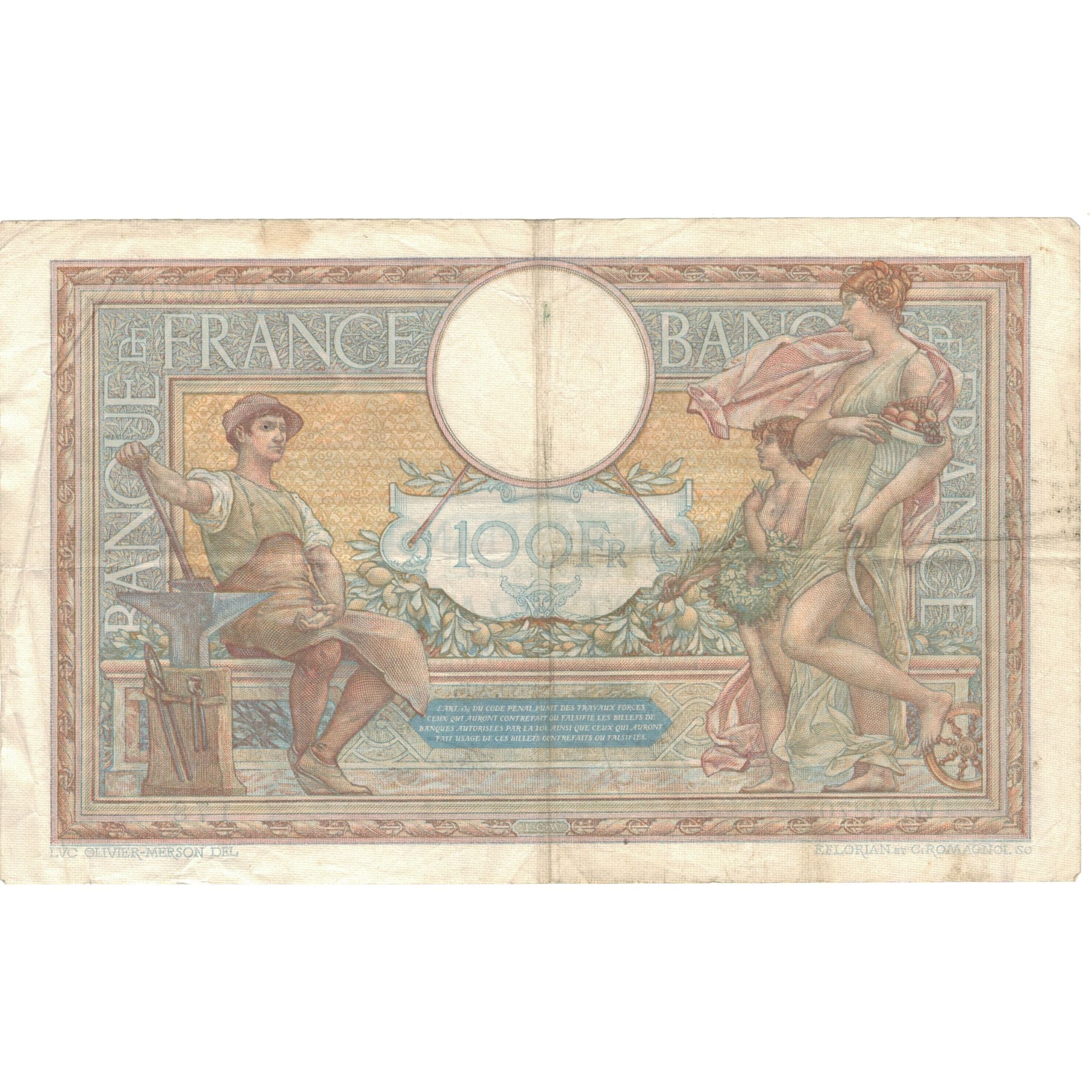 França, 100 Francs, Luc Olivier Merson, 1939, W.66270 178, VF(30-35)