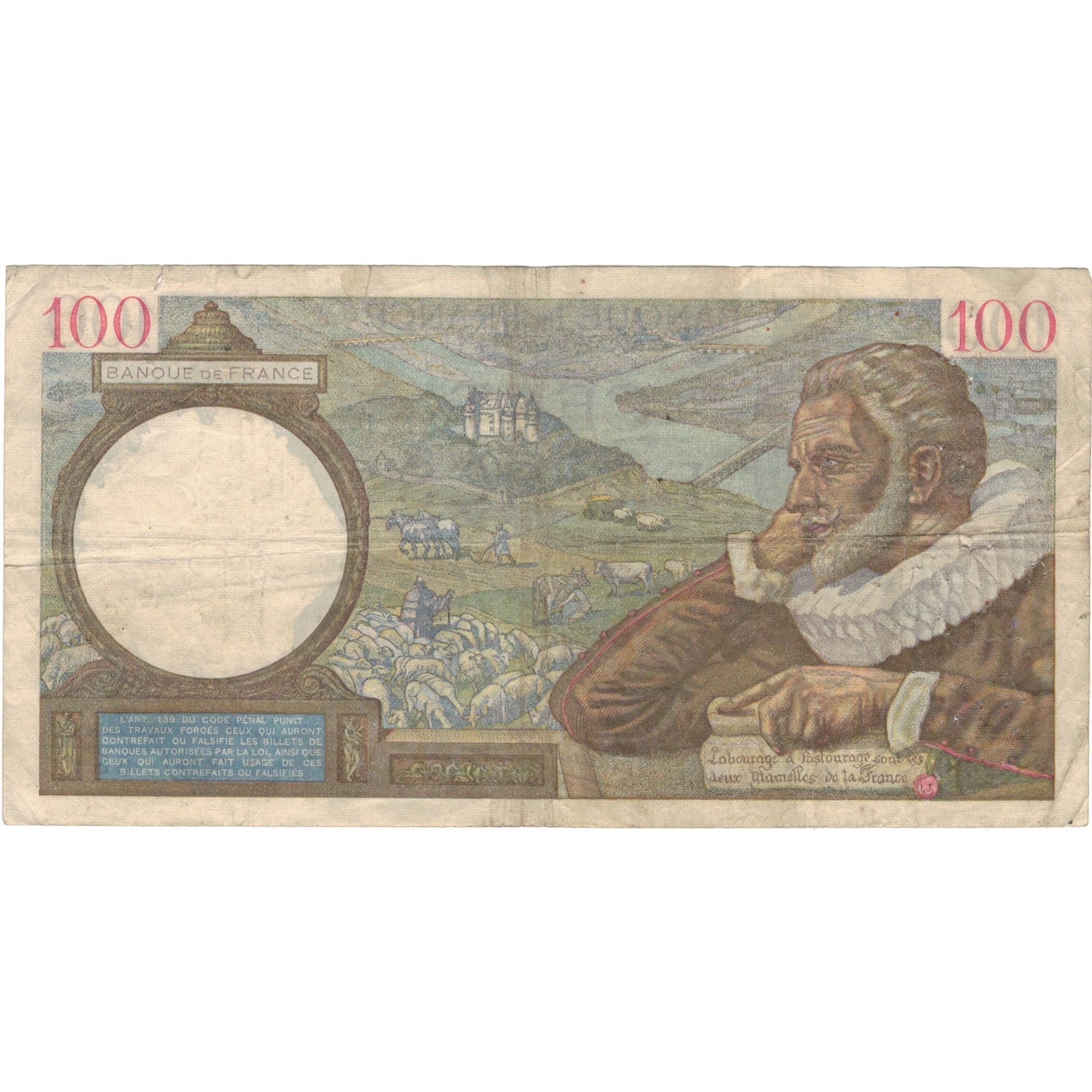 Francia, 100 Francs, Sully, 1939, D.748 581, MB+, Fayette:26.06, KM:94