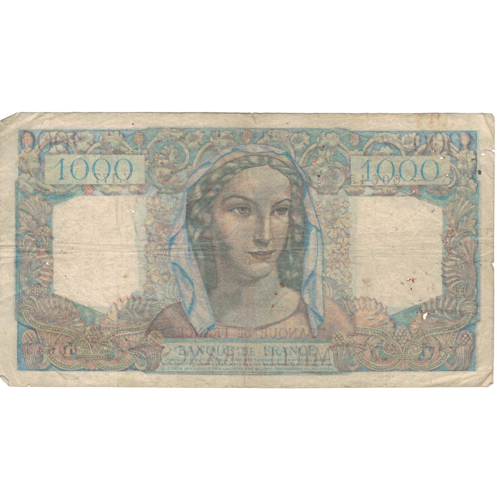 France, 1000 Francs, Minerve et Hercule, 1946, Y.177 60645, VF(20-25)