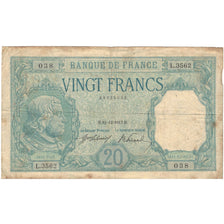 France, 20 Francs, Bayard, 1917, L.3562 038, TB, Fayette:11.02, KM:74