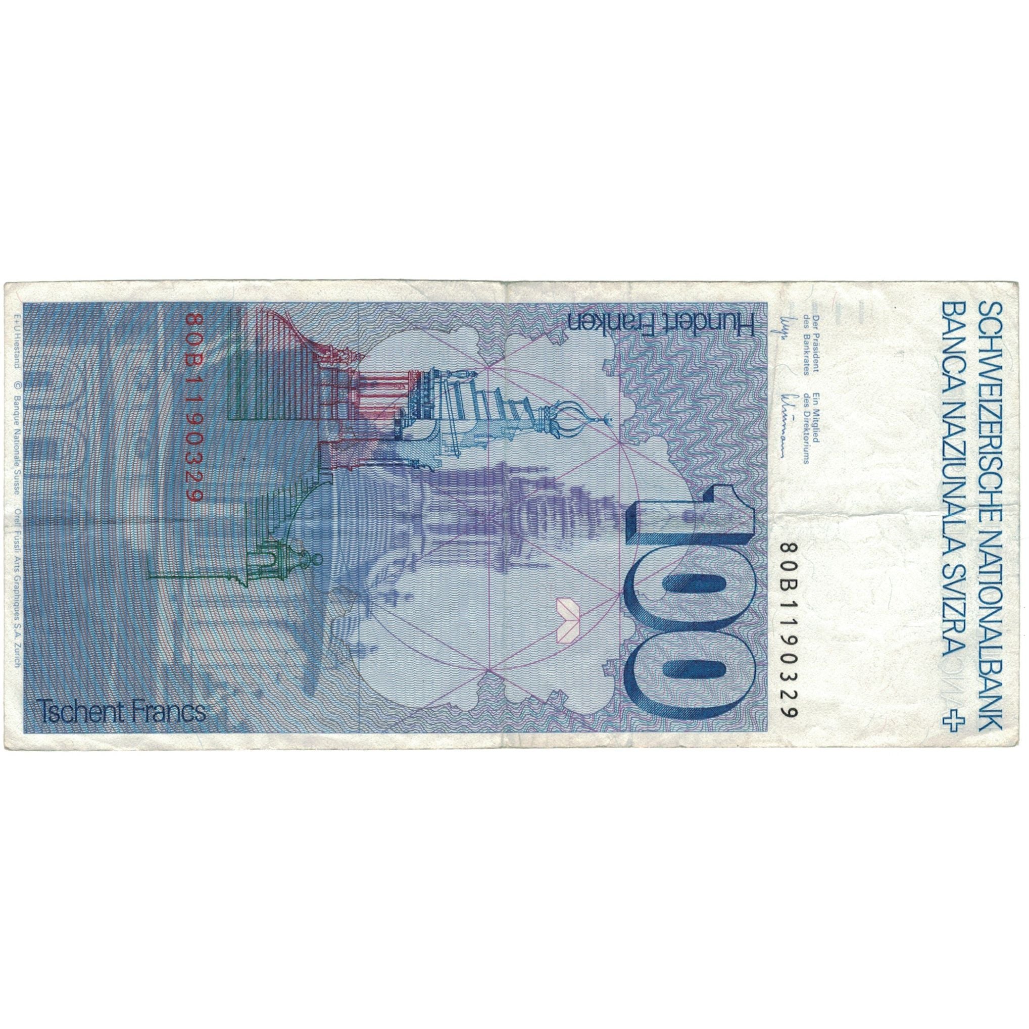 Banknote, Switzerland, 100 Franken, 1980, 1980, KM:57c, EF(40-45)