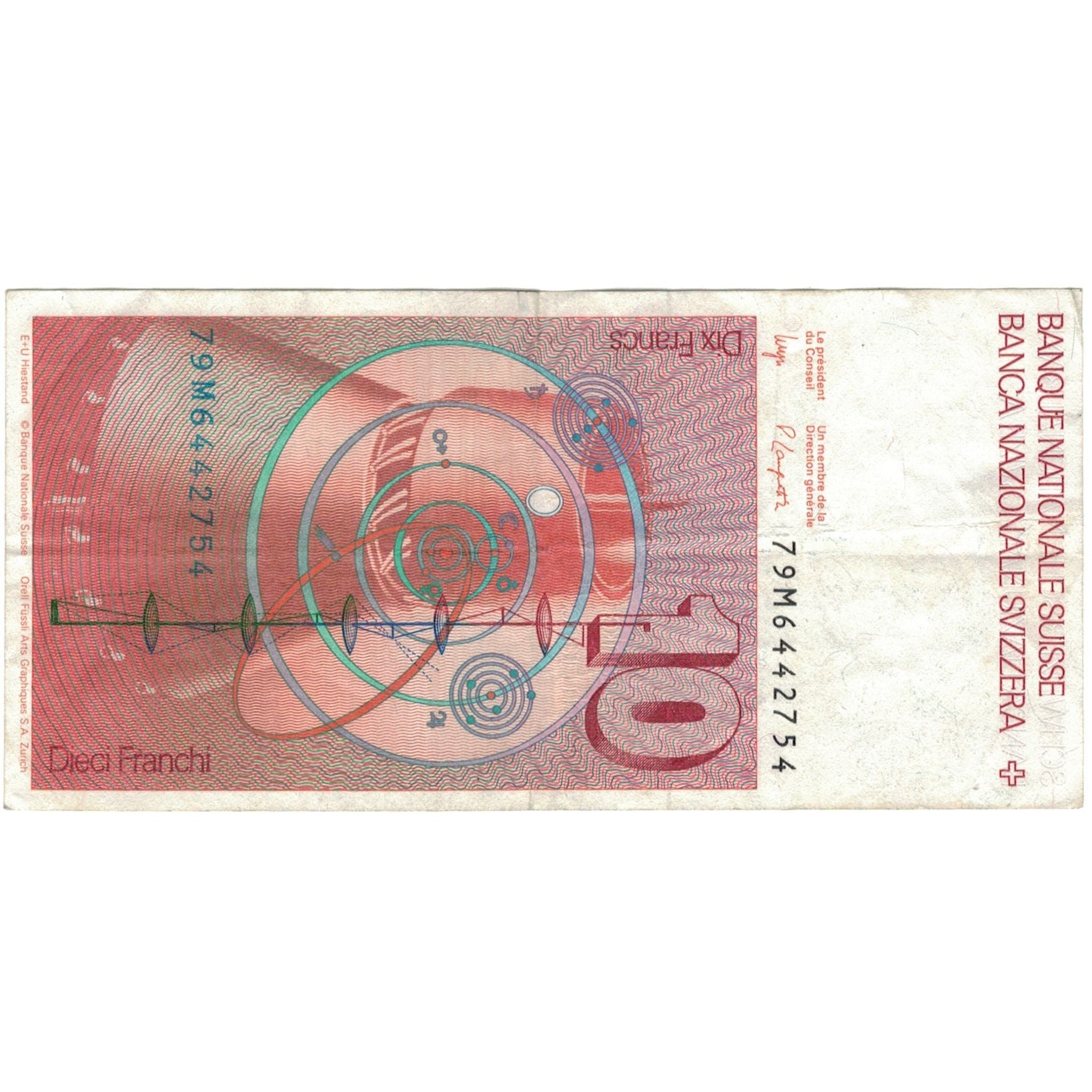 Banknote, Switzerland, 10 Franken, 1979, 1979, KM:53a, EF(40-45)
