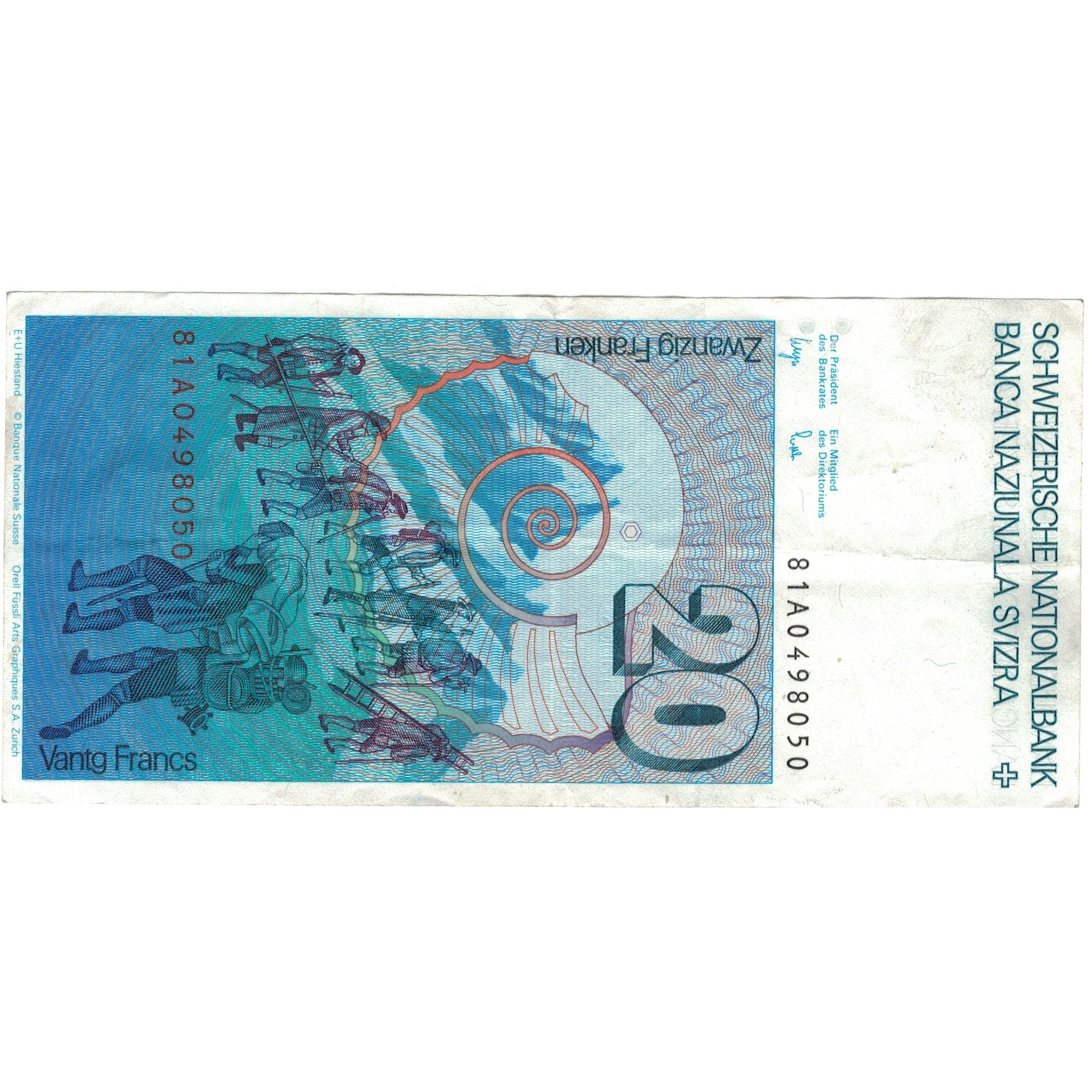 Billet, Suisse, 20 Franken, 1981, 1981, KM:55c, TTB+